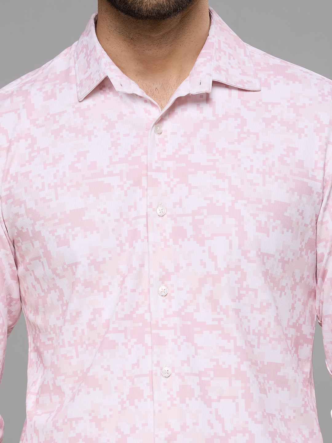 Men's Peach Printed Straight Fit