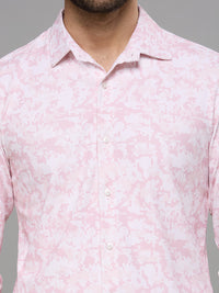 Men's Peach Printed Straight Fit