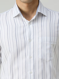 Men's White Stripe Slim Fit Shirts