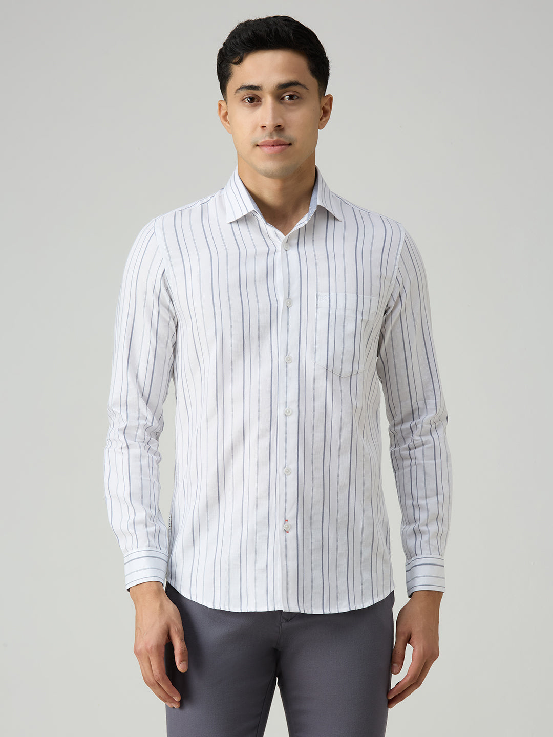 Men's White Stripe Slim Fit Shirts