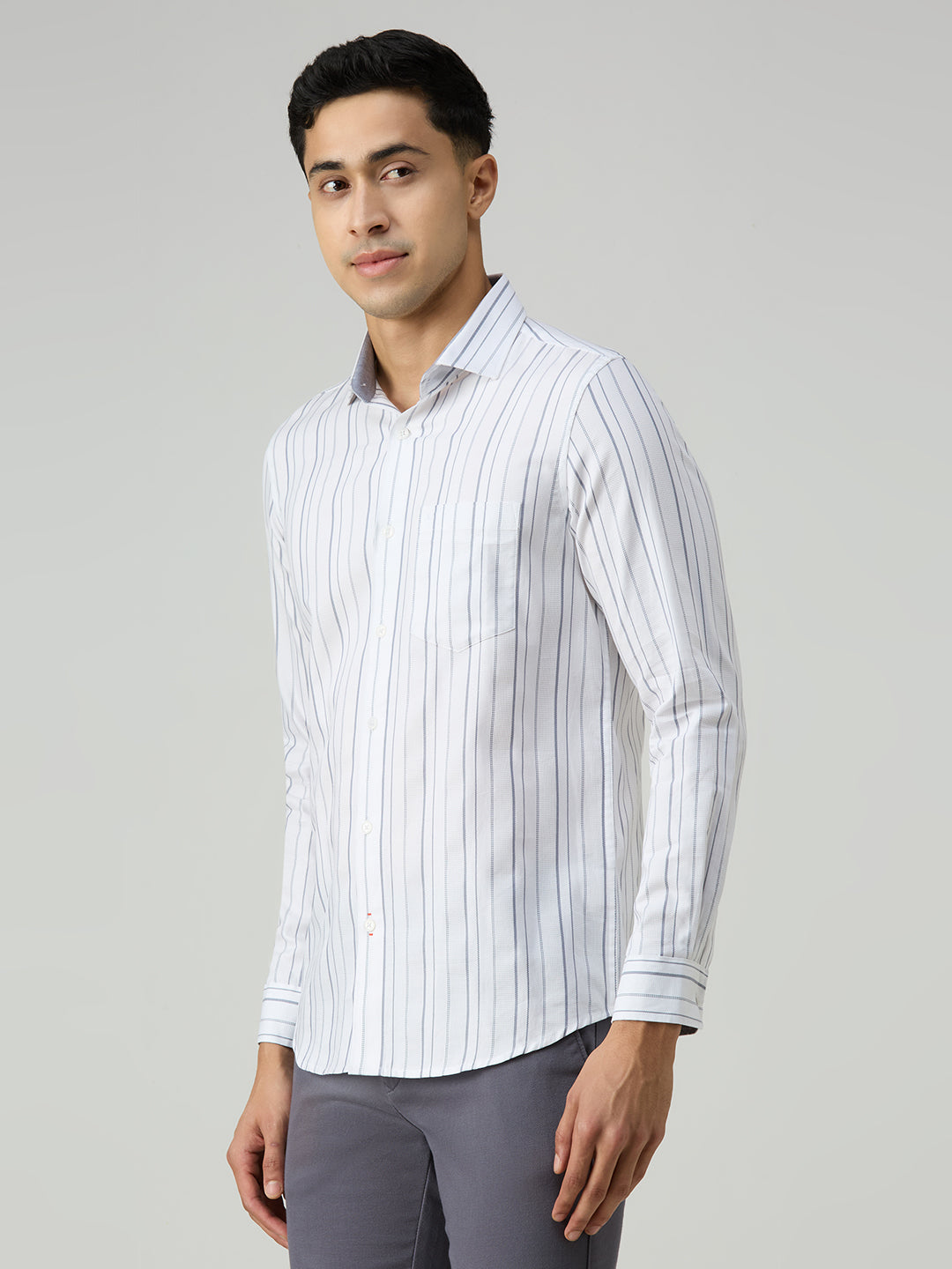 Men's White Stripe Slim Fit Shirts