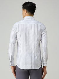 Men's White Stripe Slim Fit Shirts