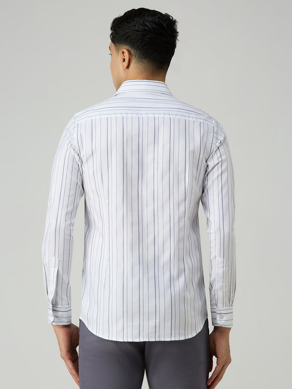 Men's White Stripe Slim Fit Shirts