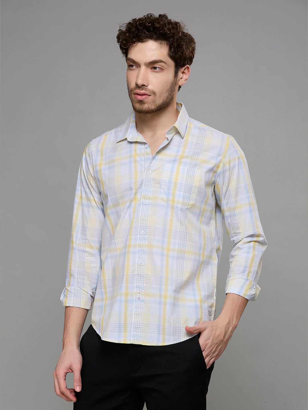 Men's Blue Checks Slim Fit Shirts