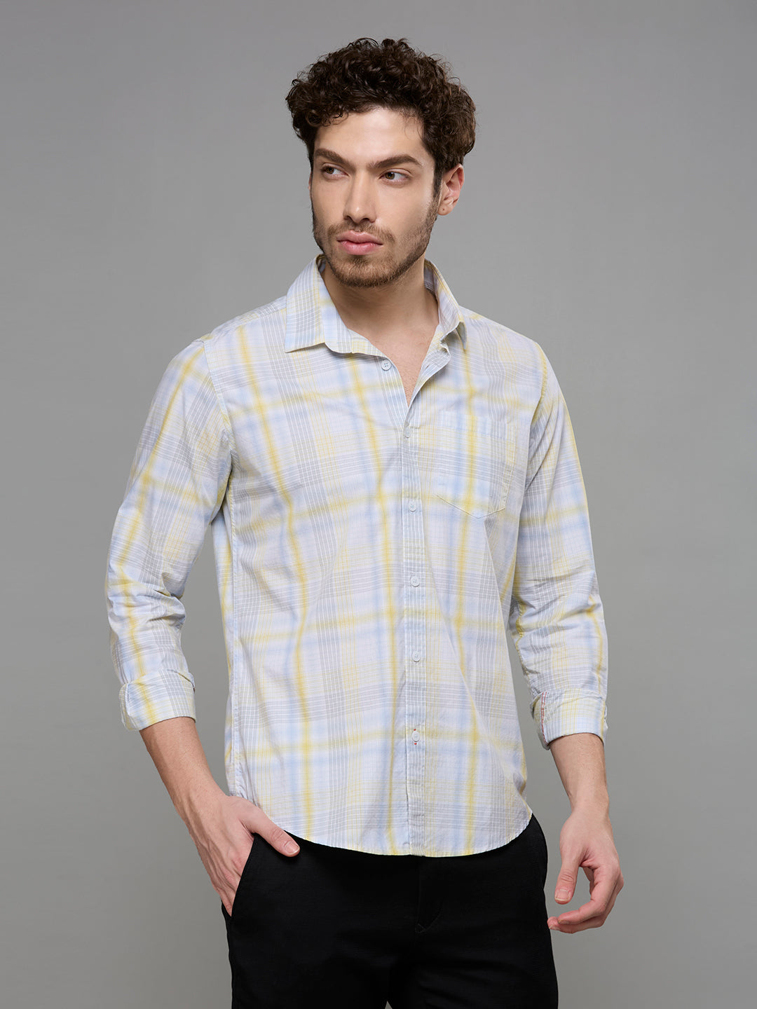 Men's Blue Checks Slim Fit Shirts