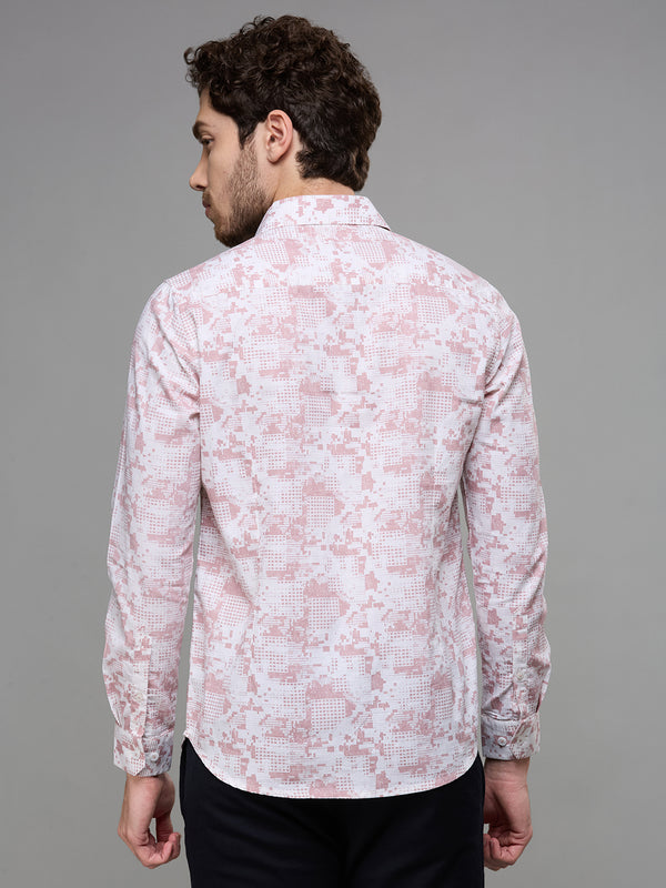 Men's Pink Printed Slim Fit Shirts
