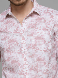 Men's Pink Printed Slim Fit Shirts