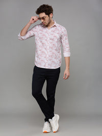 Men's Pink Printed Slim Fit Shirts