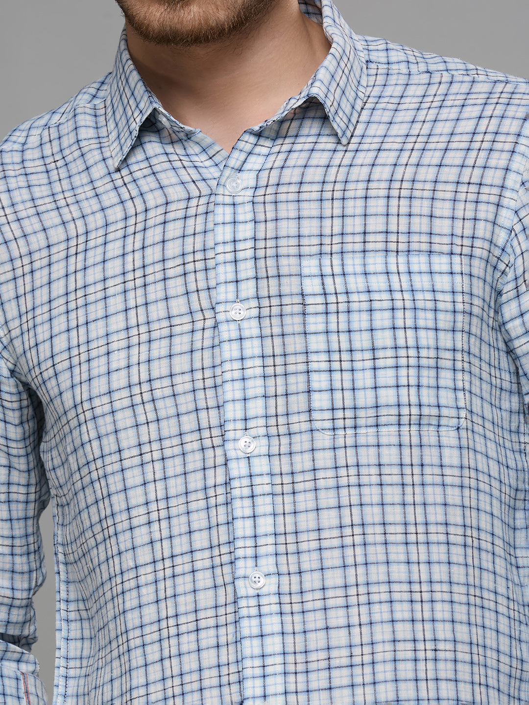 Men's Blue Checks Slim Fit Shirts