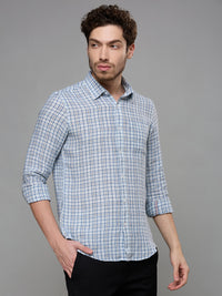 Men's Blue Checks Slim Fit Shirts