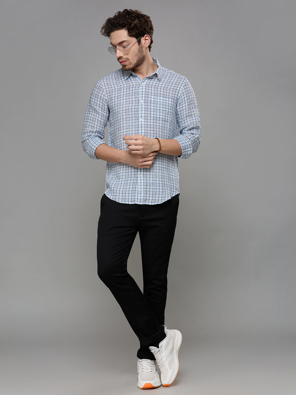 Men's Blue Checks Slim Fit Shirts