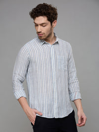 Men's Blue Stripe Slim Fit Shirts