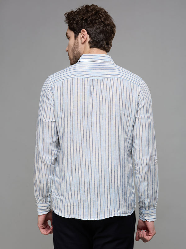 Men's Blue Stripe Slim Fit Shirts