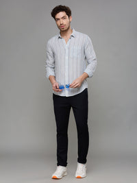 Men's Blue Stripe Slim Fit Shirts