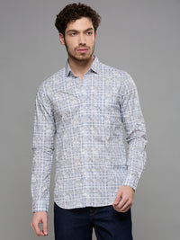 Men's Grey Printed Slim Fit Shirts