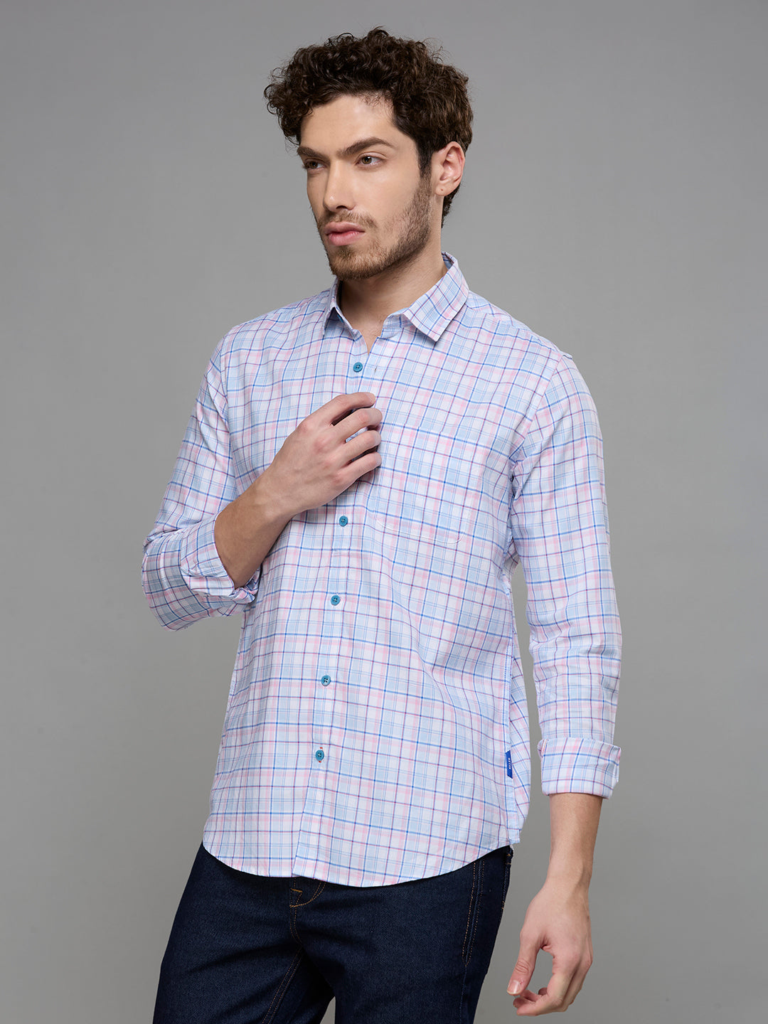 Men's Blue Checks Slim Fit Shirts