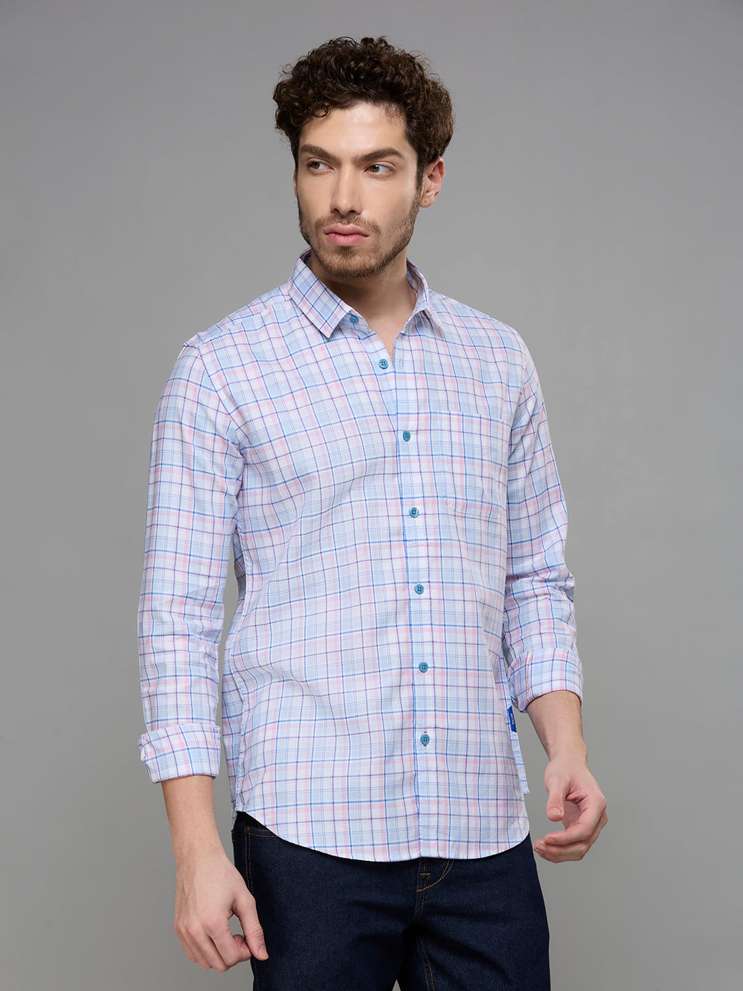 Men's Blue Checks Slim Fit Shirts