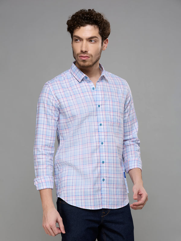 Men's Blue Checks Slim Fit Shirts