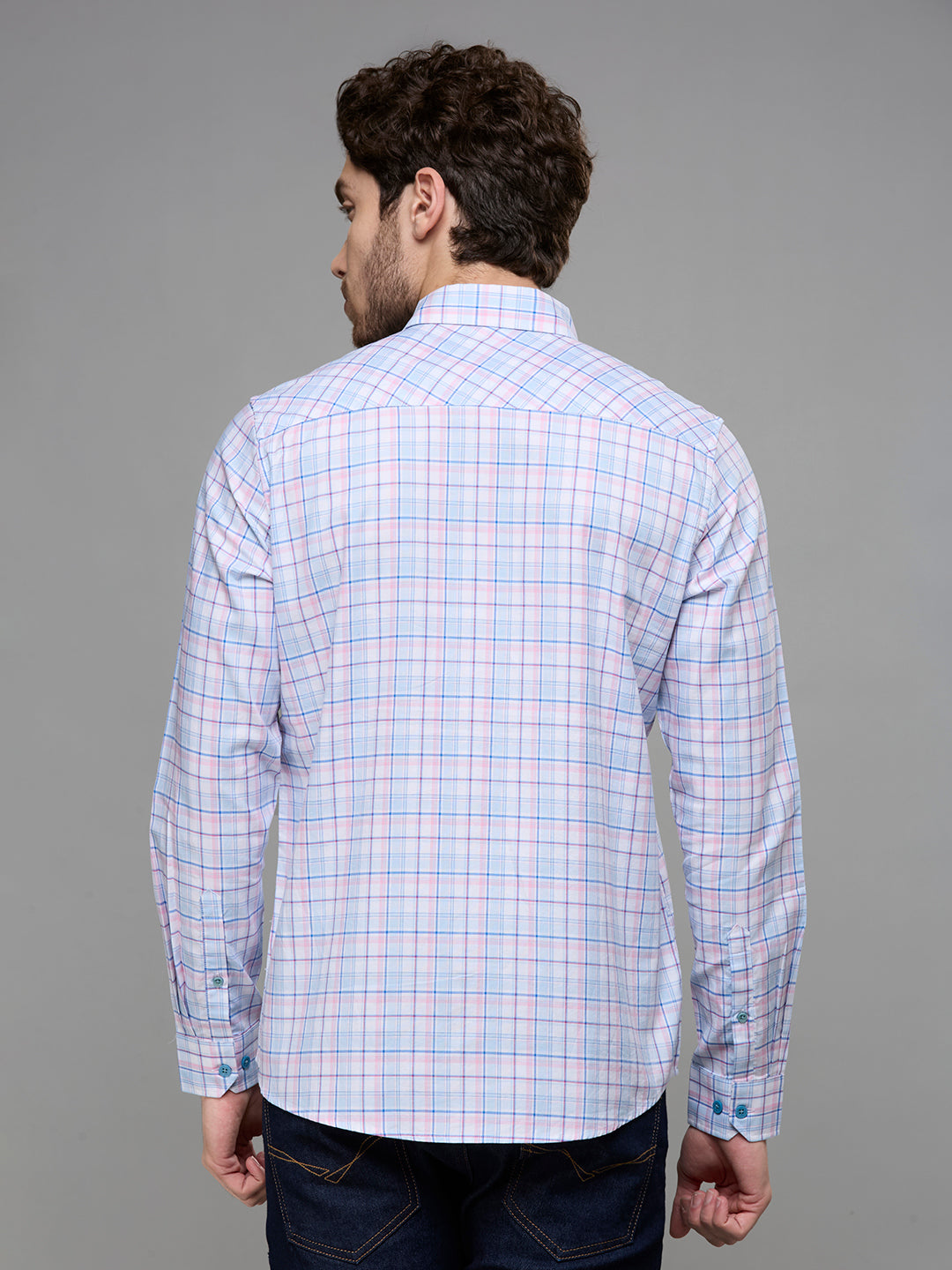 Men's Blue Checks Slim Fit Shirts