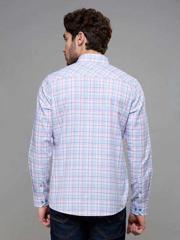 Men's Blue Checks Slim Fit Shirts