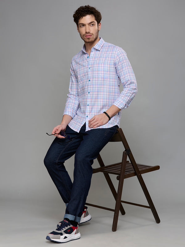 Men's Blue Checks Slim Fit Shirts