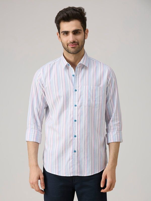 Men's Blue Stripe Slim Fit Shirts
