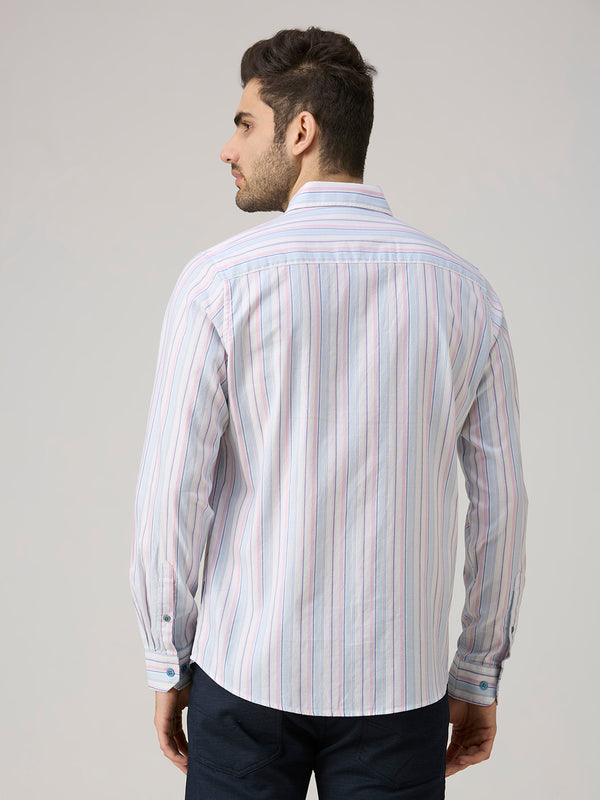 Men's Blue Stripe Slim Fit Shirts