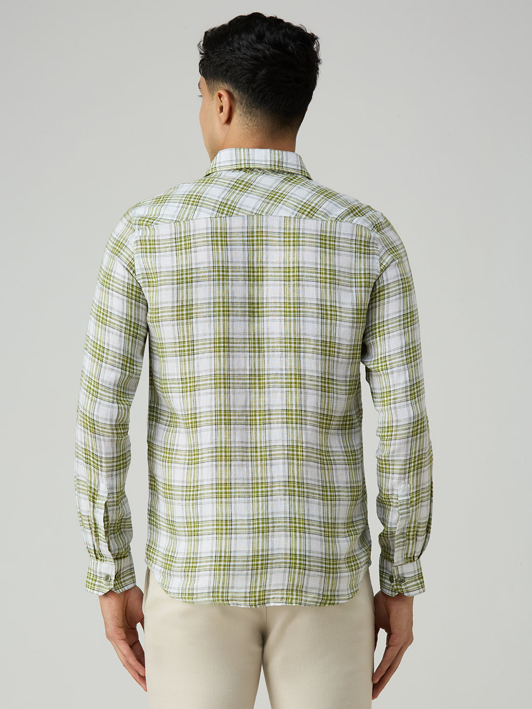 Men's Green Checks Slim Fit Shirts