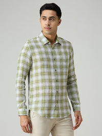 Men's Green Checks Slim Fit Shirts