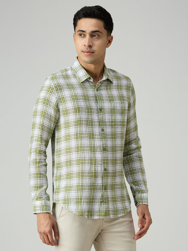 Men's Green Checks Slim Fit Shirts