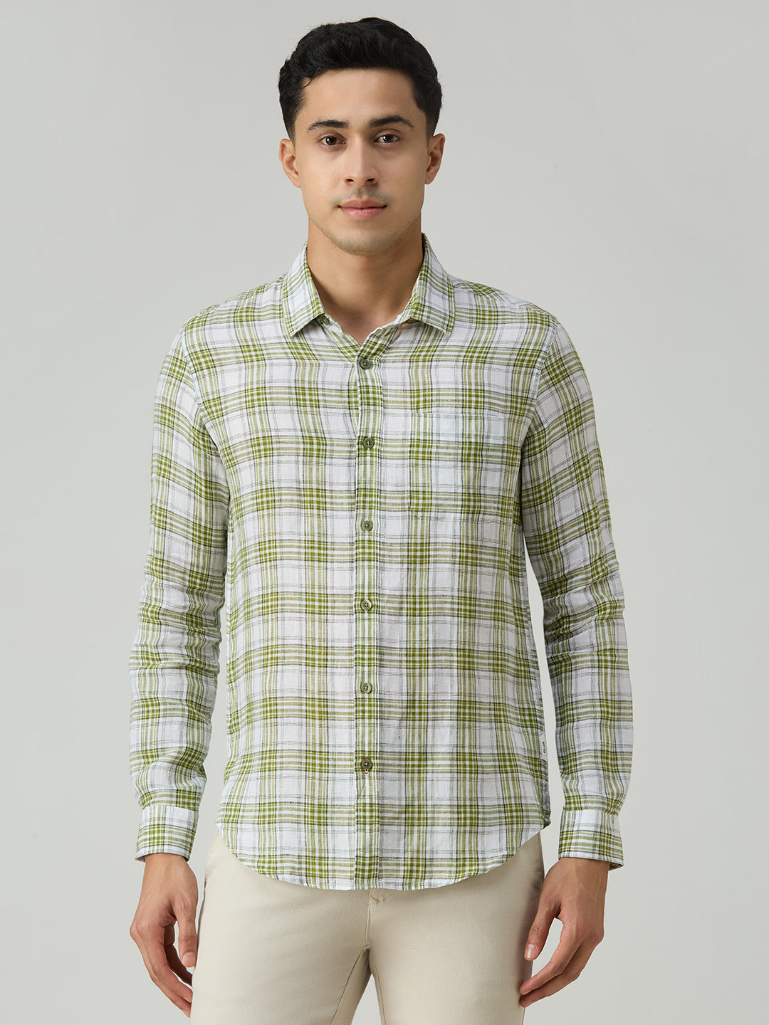 Men's Green Checks Slim Fit Shirts