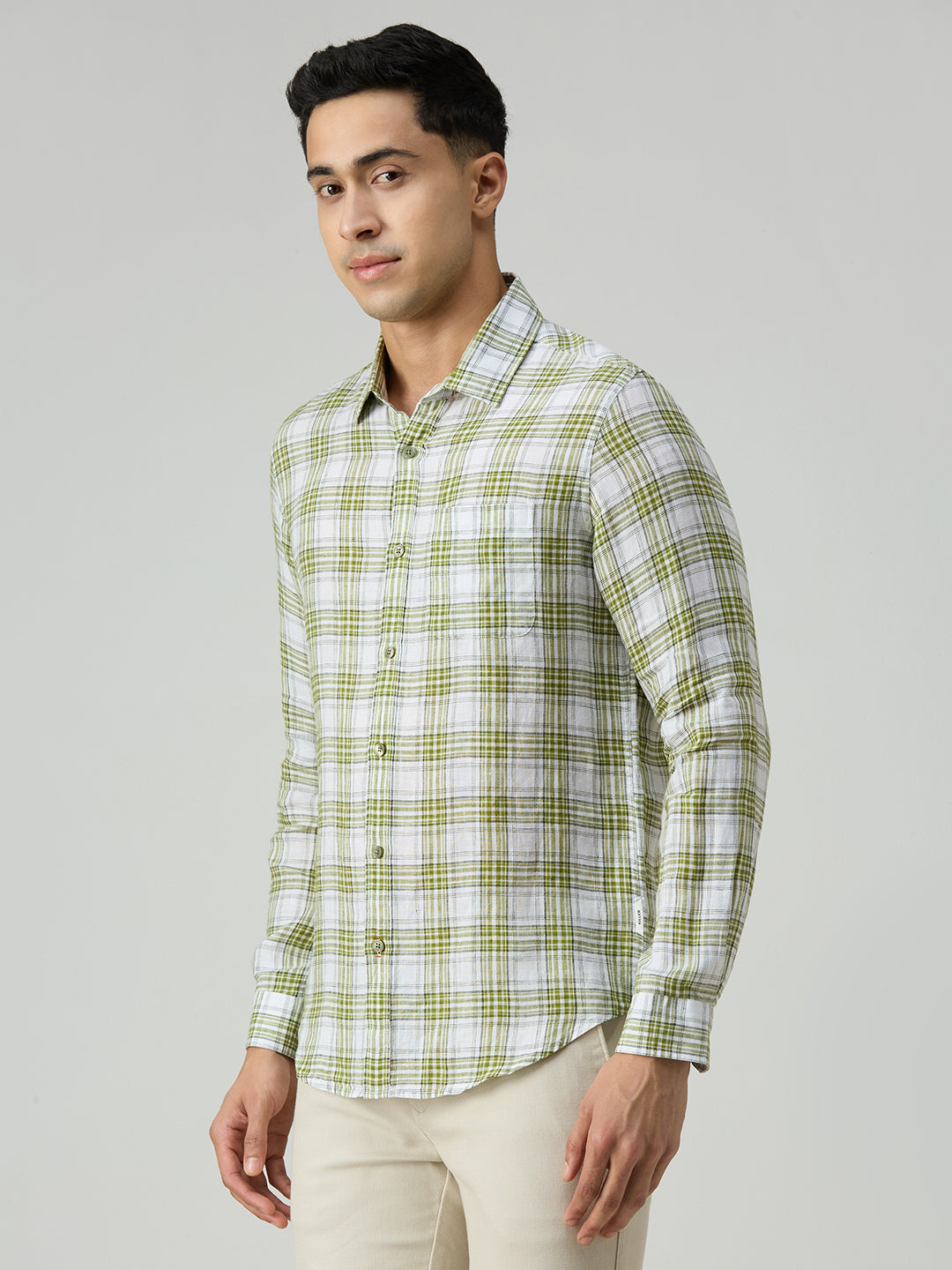 Men's Green Checks Slim Fit Shirts