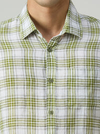 Men's Green Checks Slim Fit Shirts