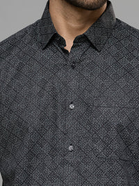 Men's Black Printed Slim Fit Shirts