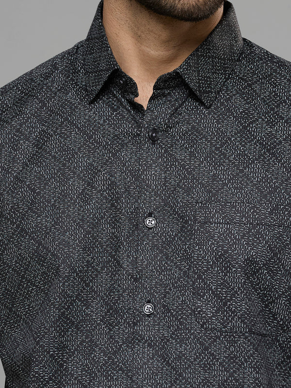 Men's Black Printed Slim Fit Shirts