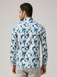 Men's White Printed Slim Fit Shirts