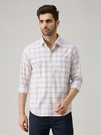 Men's White Checks Slim Fit Shirts