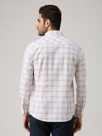 Men's White Checks Slim Fit Shirts