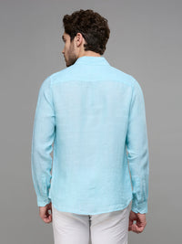 Men's Turquoise Solid Slim Fit Shirts