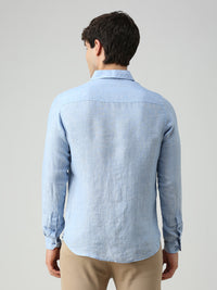 Men's Light Blue Solid Slim Fit Shirts
