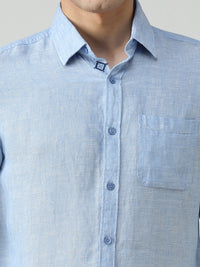 Men's Light Blue Solid Slim Fit Shirts