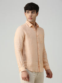Men's Orange Solid Slim Fit Shirts