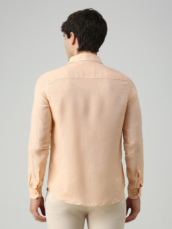 Men's Orange Solid Slim Fit Shirts
