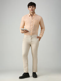 Men's Orange Solid Slim Fit Shirts