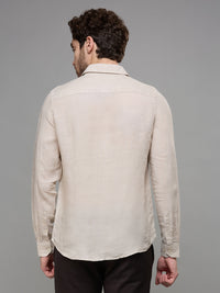 Men's Beige Solid Slim Fit Shirts