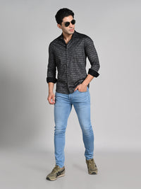 Men's Black Printed Slim Fit Shirts