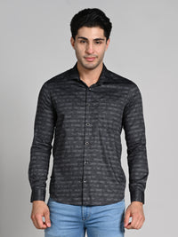 Men's Black Printed Slim Fit Shirts