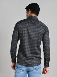 Men's Black Printed Slim Fit Shirts