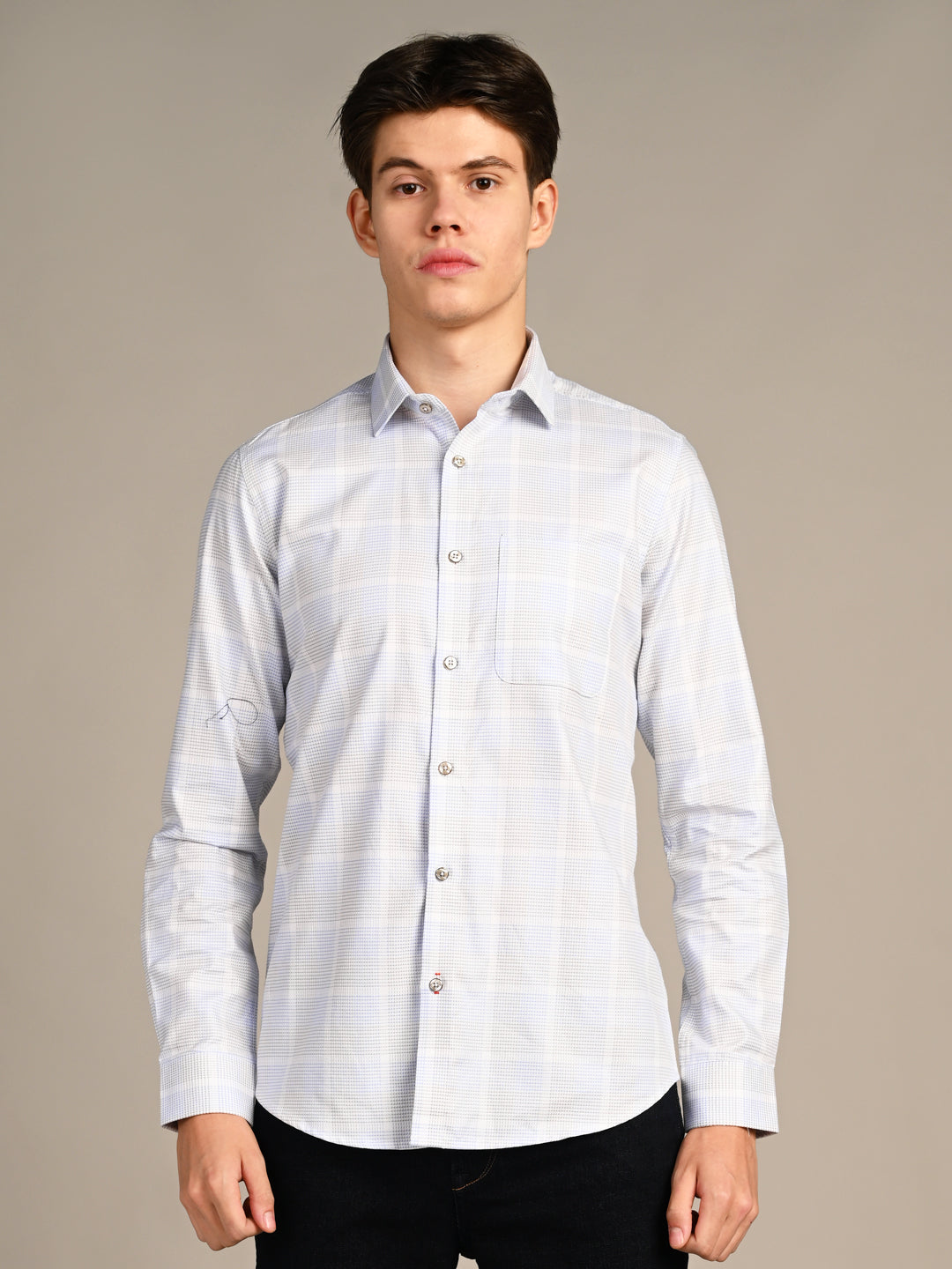 Men's Ivory Checks Slim Fit Shirts