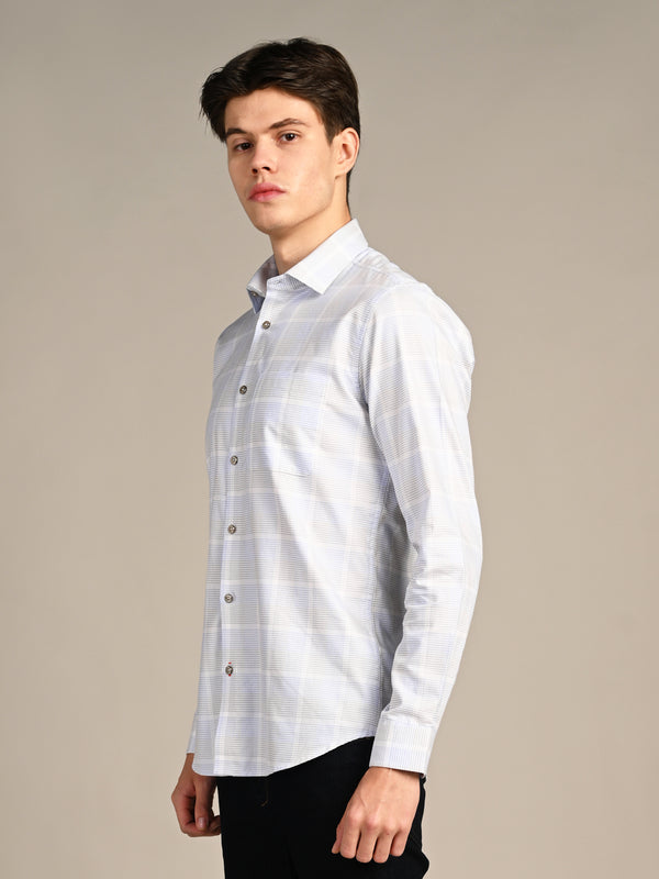 Men's Ivory Checks Slim Fit Shirts